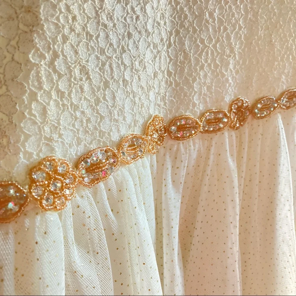 🌸3/$30🌸 Sequin Hearts Girls Glittery Sparkle White/Gold Dress